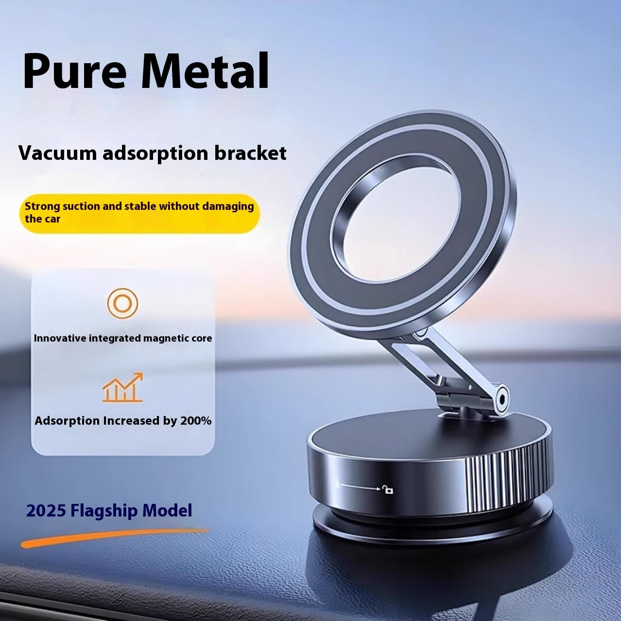 Car Mobile Phone Holder Strong Magnetic Ring Folding Rotating Car Bracket