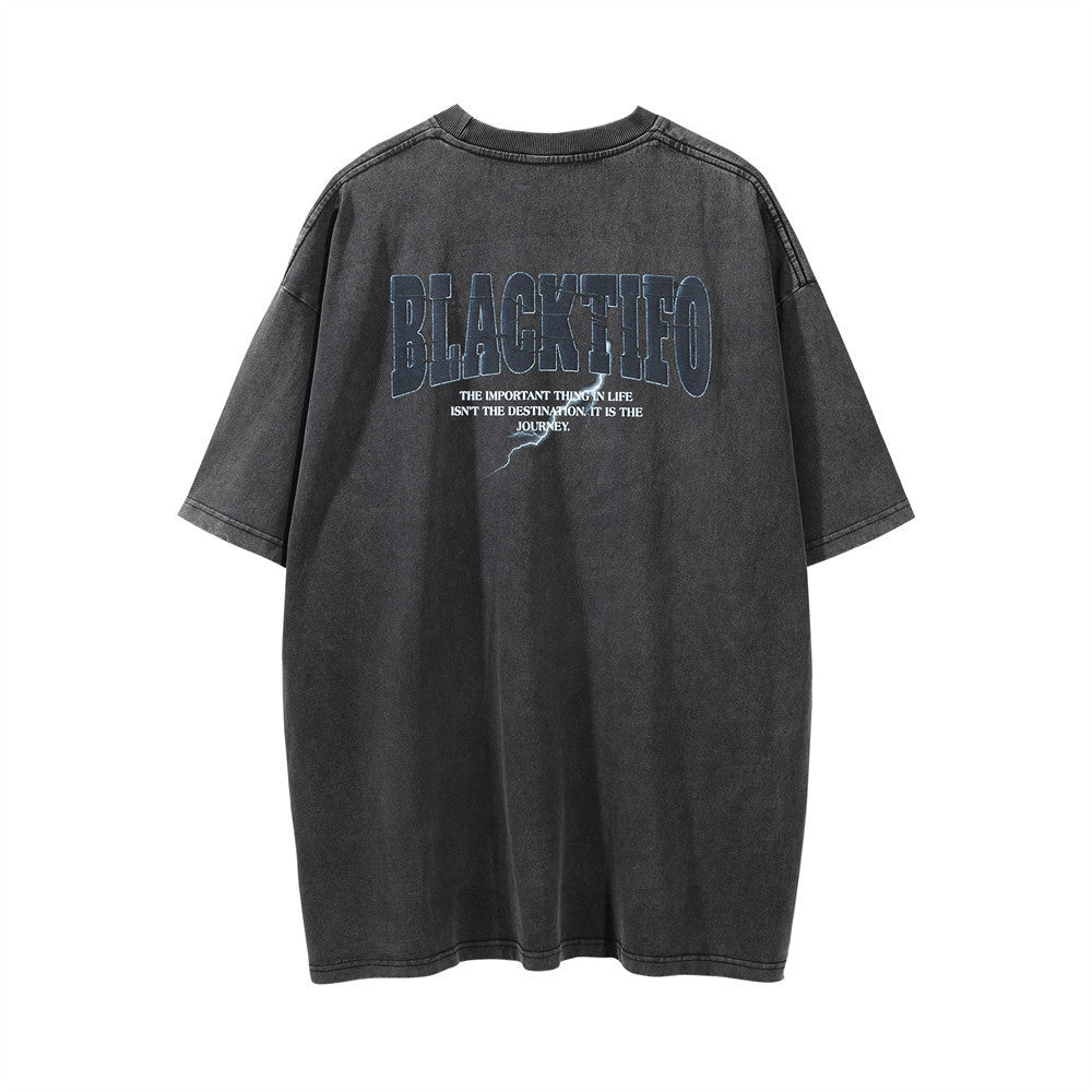 Men's Washed And Worn Short-sleeved T-shirt